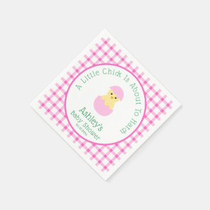 Pink Egg Little Chick To Hatch Girl Baby Shower  Napkins