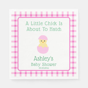 Pink Egg Little Chick To Hatch Girl Baby Shower  Napkins