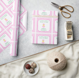 Pink Egg Little Chick To Hatch Girl Baby Shower Wrapping Paper