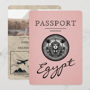 Pink Egypt Passport Wedding Invitation