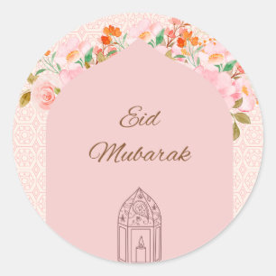Pink Eid mubark Classic Round Sticker