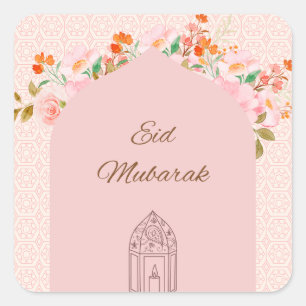 Pink Eid mubark Square Sticker