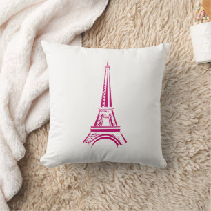 Pink Eiffel Towel Paris Throw Pillow