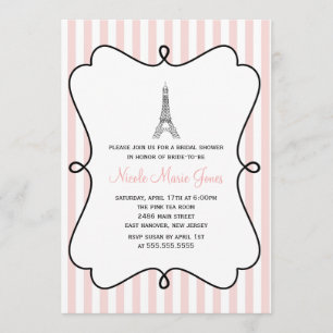 Pink Eiffel Tower Bridal Shower Invitation