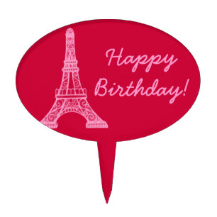 Pink Eiffel Tower Cake Topper