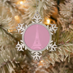Pink Eiffel Tower Christmas Ornament