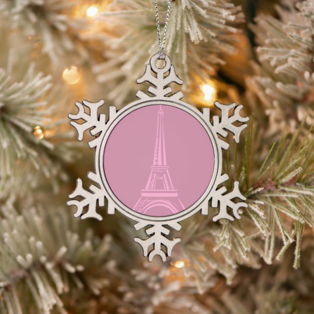Pink Eiffel Tower Christmas Ornament (Tree)