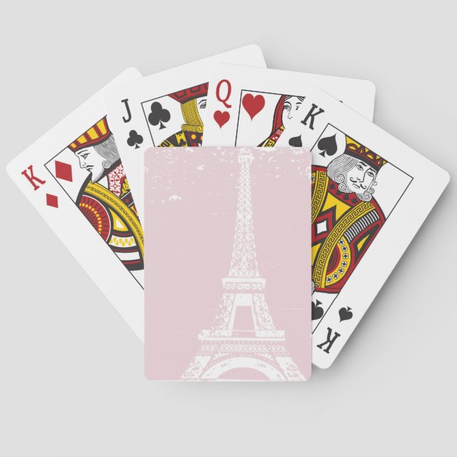 Pink Eiffel Tower Custom Playing Cards (Back)