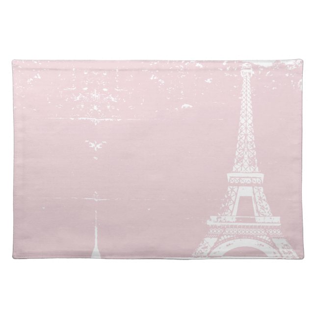Pink Eiffel Tower Custom Table Placemats (Front)