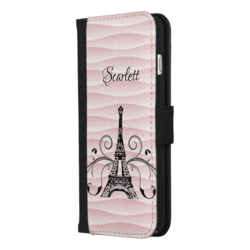 Pink Eiffel Tower Flourish iPhone Wallet Case