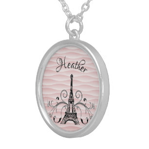 Pink Eiffel Tower Flourish Necklace