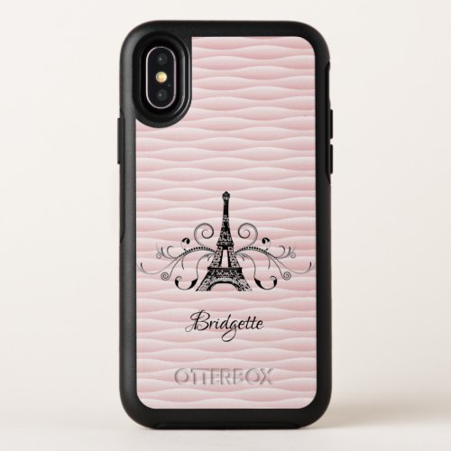 Pink Eiffel Tower Flourish OtterBox iPhone Case