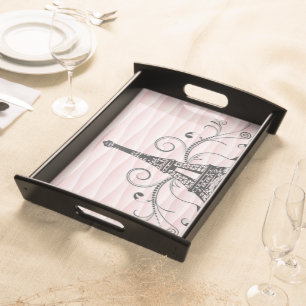 Pink Eiffel Tower Flourish Serving Tray
