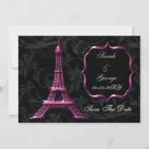pink Eiffel Tower French wedding Save the Date