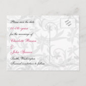 pink Eiffel Tower French wedding Save the Date Announcement Postcard (Back)