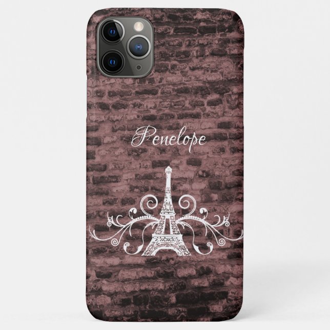 Pink Eiffel Tower Grunge Case-Mate iPhone Case (Back)