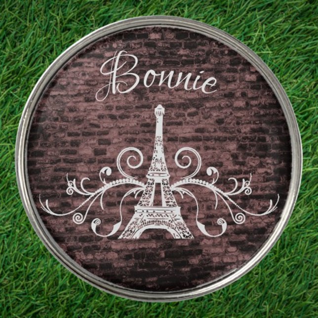 Pink Eiffel Tower Grunge Golf Ball Marker (Pink Eiffel Tower Grunge Golf Ball Marker)
