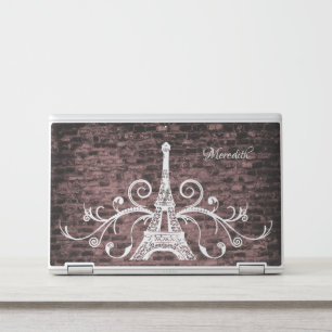 Pink Eiffel Tower Grunge Laptop Skin