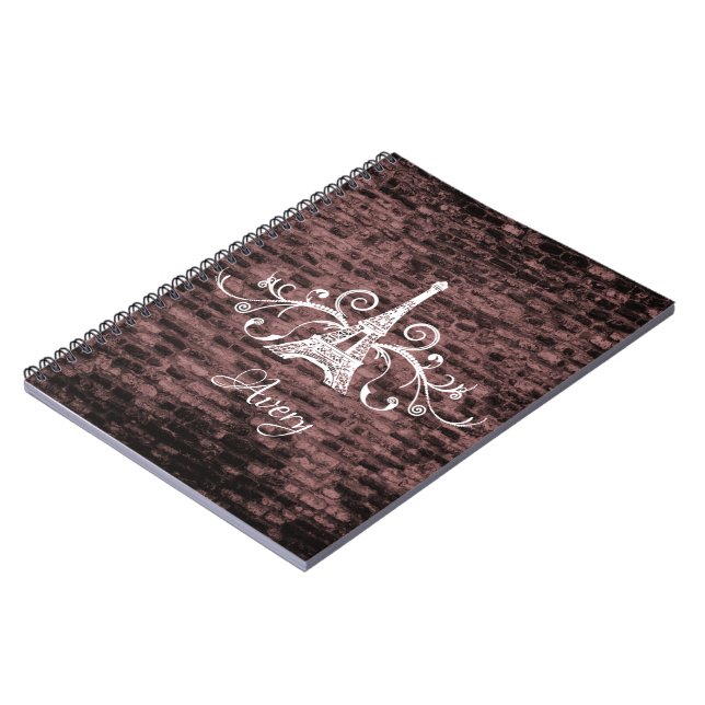Pink Eiffel Tower Grunge Notebook (Left Side)