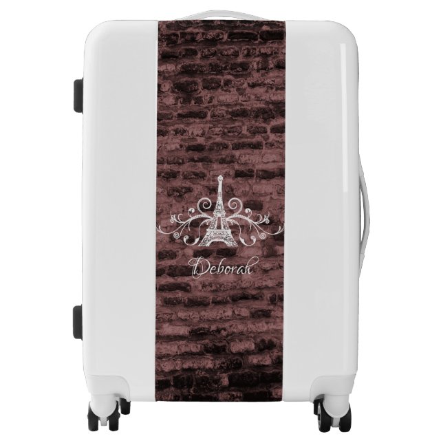 Pink Eiffel Tower Grunge Suitcase (Front)