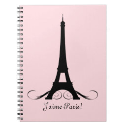 Pink Eiffel Tower J&#39;aime Paris! Notebook