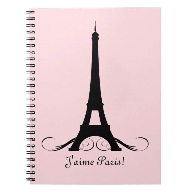 Pink Eiffel Tower J'aime Paris! Notebook (Front)