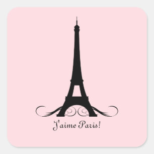 Pink Eiffel Tower J'aime Paris! Square Sticker
