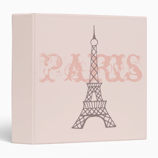 Pink Eiffel Tower Organizer Scrapbook Binder (Front/Spine)