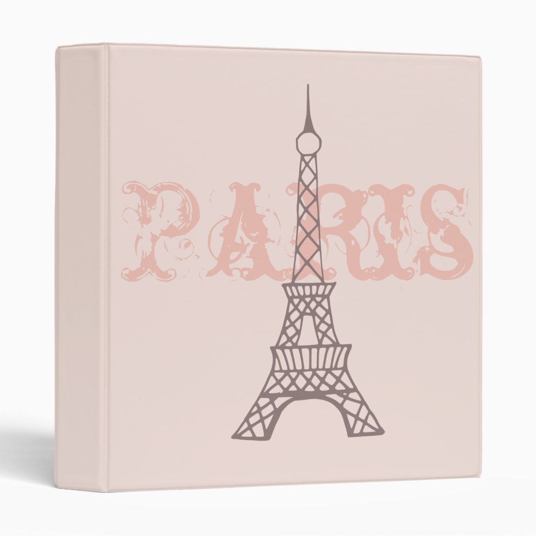Pink Eiffel Tower Organizer Scrapbook Binder (Front/Spine)