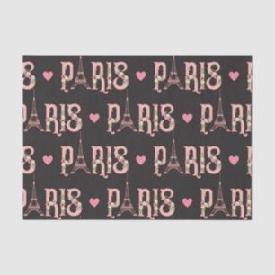 Pink Eiffel Tower Paris Flowers French Capital Tissue Paper