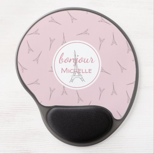 Pink Eiffel Tower Pattern Girly Gel Mouse Pad