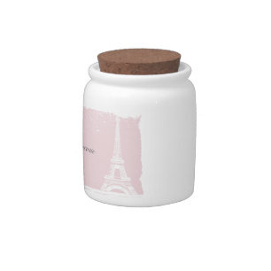Pink Eiffel Tower Porcelain Candy Jar