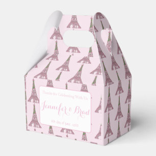 Pink Eiffel Tower Roses Rose Wedding  Favor Box
