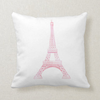 Pink Eiffel Tower Throw Pillow