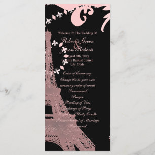 pink eiffel tower vintage paris wedding programs