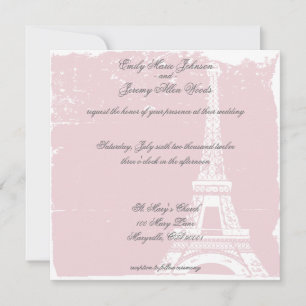 Pink Eiffel Tower Wedding Invitations