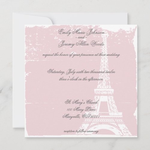 Pink Eiffel Tower Wedding Invitations