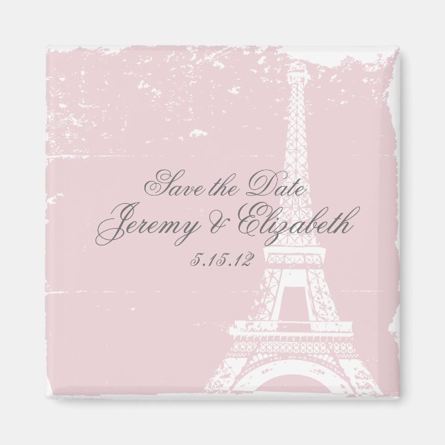 Pink Eiffel Tower Wedding Magnet Favors (Front)