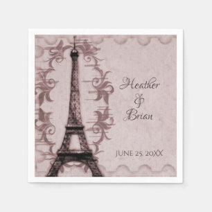 Pink Eiffel Tower Wedding Paper Napkins