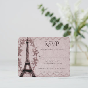 Pink Eiffel Tower Wedding RSVP Card
