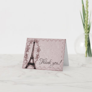 Pink Eiffel Tower Wedding Thank You Cards
