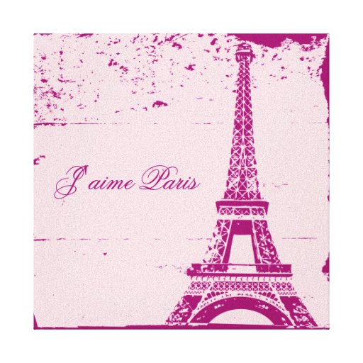 Pink Eiffel Tower Wrapped Canvas Art Stretched Canvas Print | Zazzle