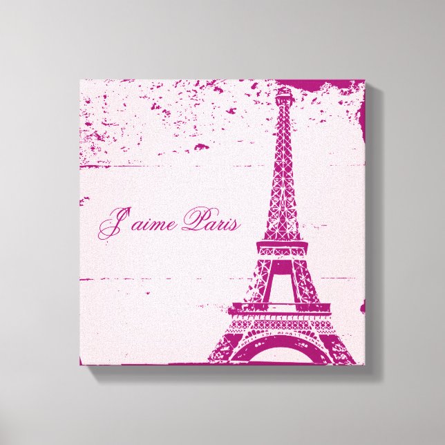 Pink Eiffel Tower Wrapped Canvas Art (Front)
