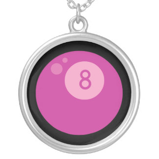 Pink Eightball Silver Plated Necklace