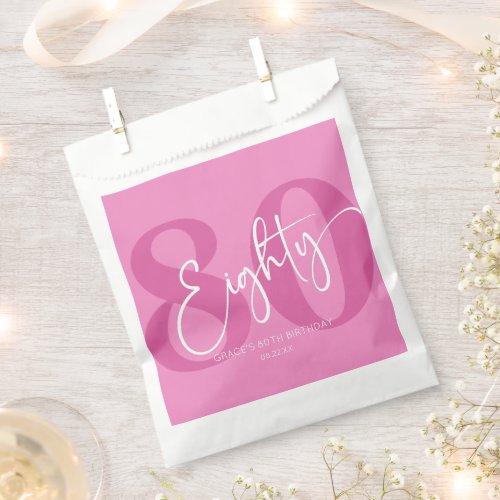 Pink Eighty 80th Eightieth Birthday Party Favor Bag