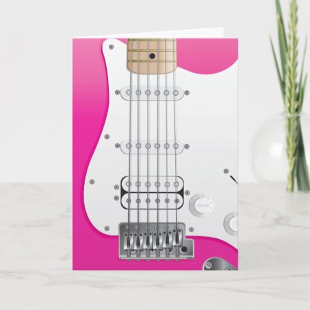 Pink Electric Guitar Greeting Card