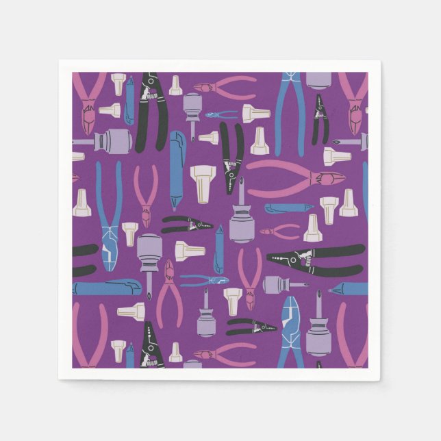 Pink Electrical Construction Tools for Girls Napkins (Front)