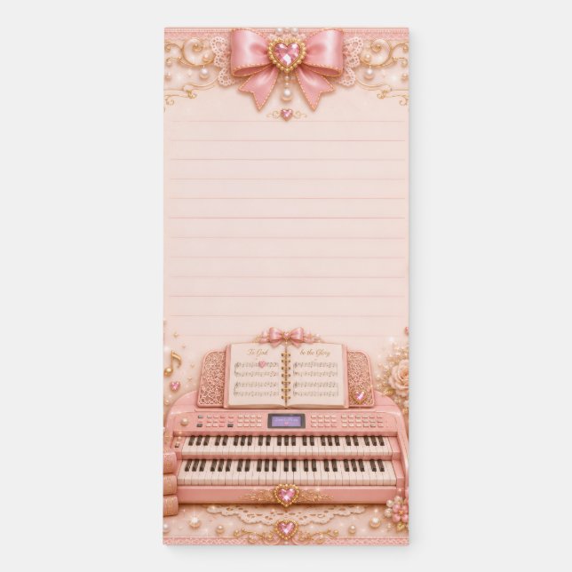 Pink Electronic Organ Music Notes Notepad (Front)