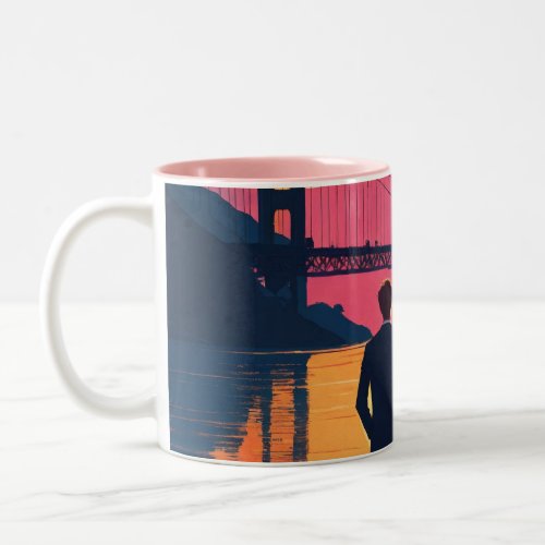 Pink Elegance Captivating Couple Illustration Mug