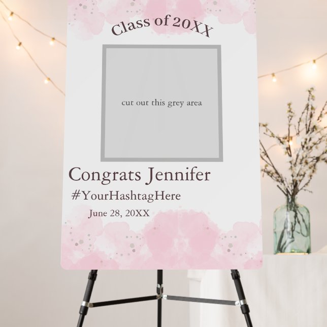 pink Elegance Graduation Party Invitation Foam Board (In Situ (Stand))